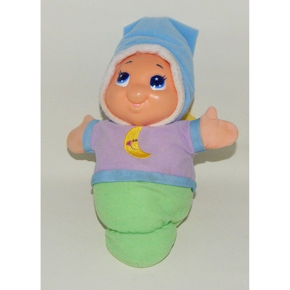 Playskool Glo Worm Plush Lullaby Musical Nightlight Face Blue Green Works 2003 - Picture 1 of 12